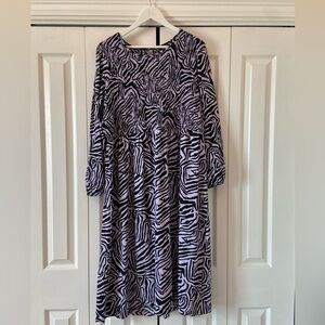 Purple Zebra Print Long Sleeve Maxi Dress
